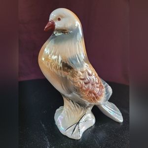 Vintage Irridecent Pigeon Figurine Made In Brazil. Lusterware 6.5"